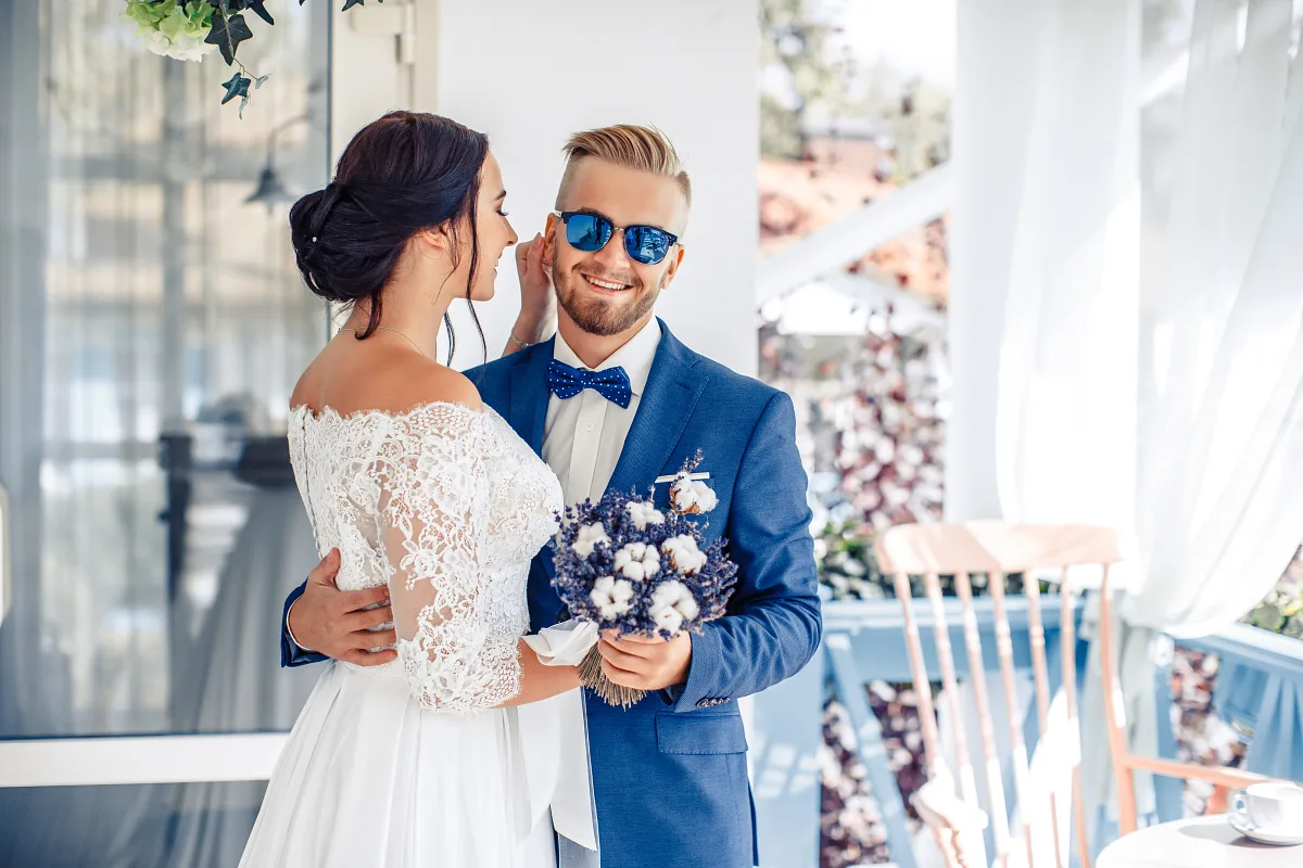 Bride looking at the camera with excitement for her wedding day